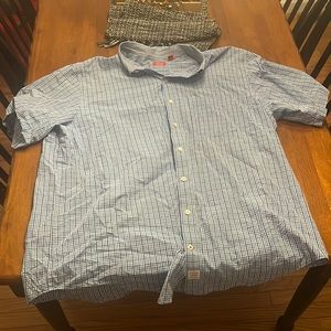Blue and white checkered short sleeve IZOD 2XLT
